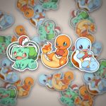 Pokemon Starter Sticker Set - Glumanda, Schiggy & Bisasam