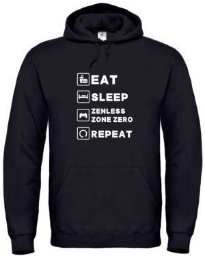 Gaming Hoodie „Eat Sleep Zenless Zone Zero Repeat“ – Kapuzenpullover für ZZZ-Fans