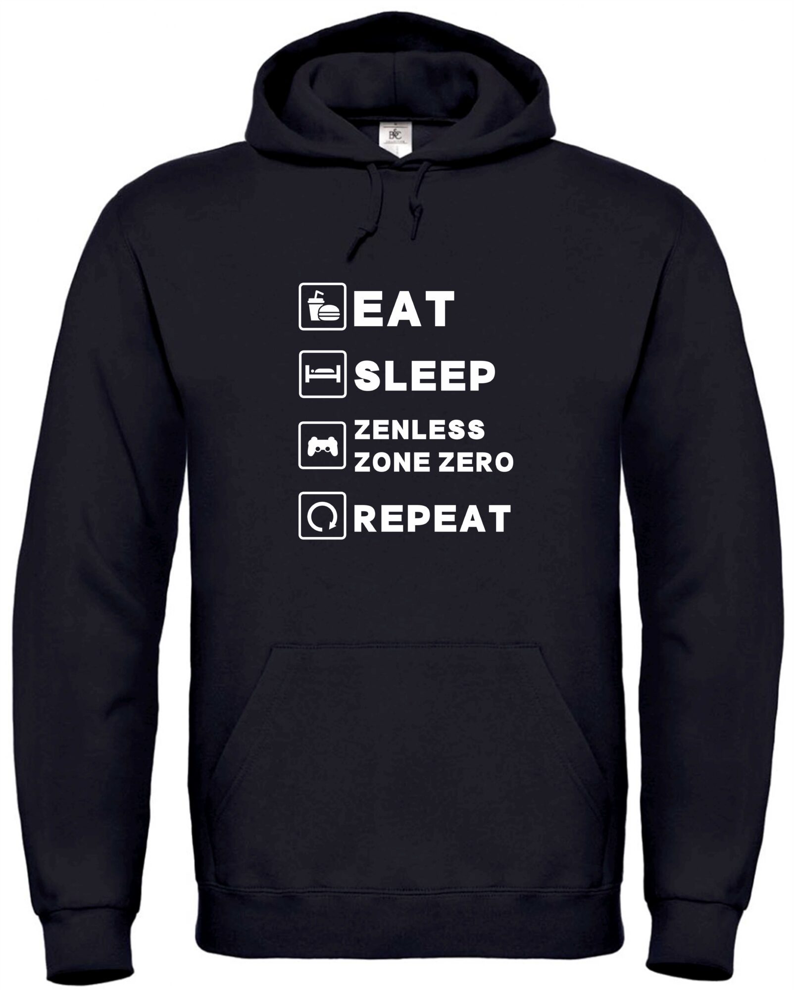 Gaming Hoodie „Eat Sleep Zenless Zone Zero Repeat“ – Kapuzenpullover für ZZZ-Fans 1 Gaming Hoodie „Eat Sleep Zenless Zone Zero Repeat“ – Kapuzenpullover für ZZZ-Fans