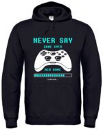 Gaming Hoodie „Never Say Game Over“ – Kapuzenpullover für Gamer mit Controller-Print