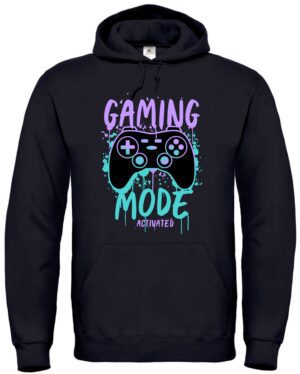 Gaming Mode Hoodie – Unisex Kapuzenpullover Schwarz/Grau – Gamer Pullover – Für Zocker – Größen S–XXL