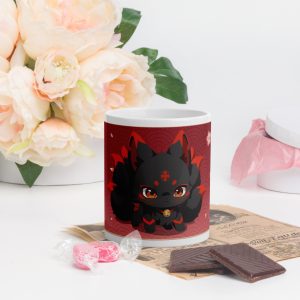 Kuroko Kaffeetasse Anime Design von Kitsukami Weiß Keramik 330ml Spülmaschinenfest Mikrowellengeeignet Kawaii Tasse für Otakus und V Tuber Fans