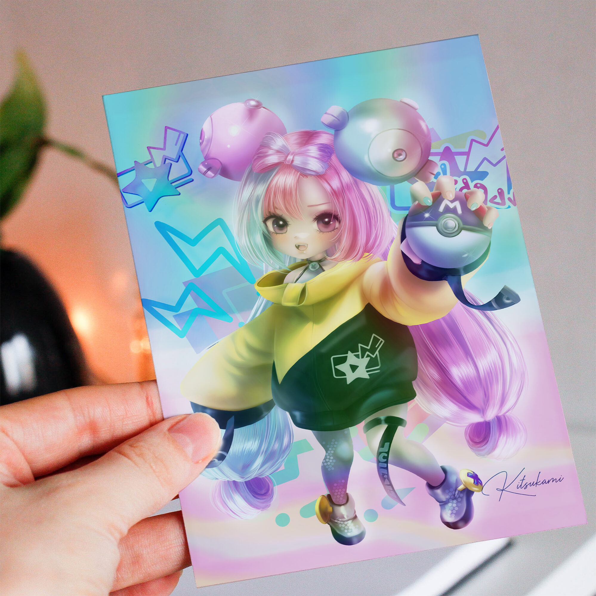 Holografische Pokémon-Postkarten mit Marnie oder Iono Motiv 1 Holografische Pokémon-Postkarten mit Marnie oder Iono Motiv