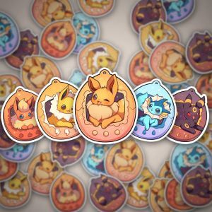 Pokemon Evoli Entwicklungen Tamagotchi Motiv mit 9 Stickern