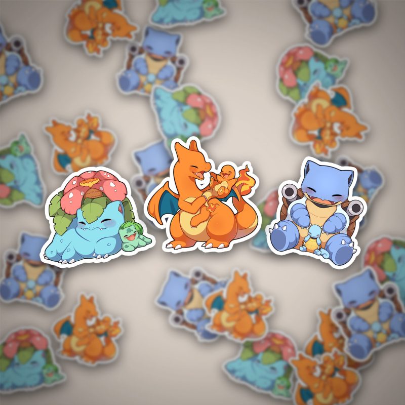 Pokemon Starter Sticker Set - Glumanda, Schiggy & Bisasam – Bild 3