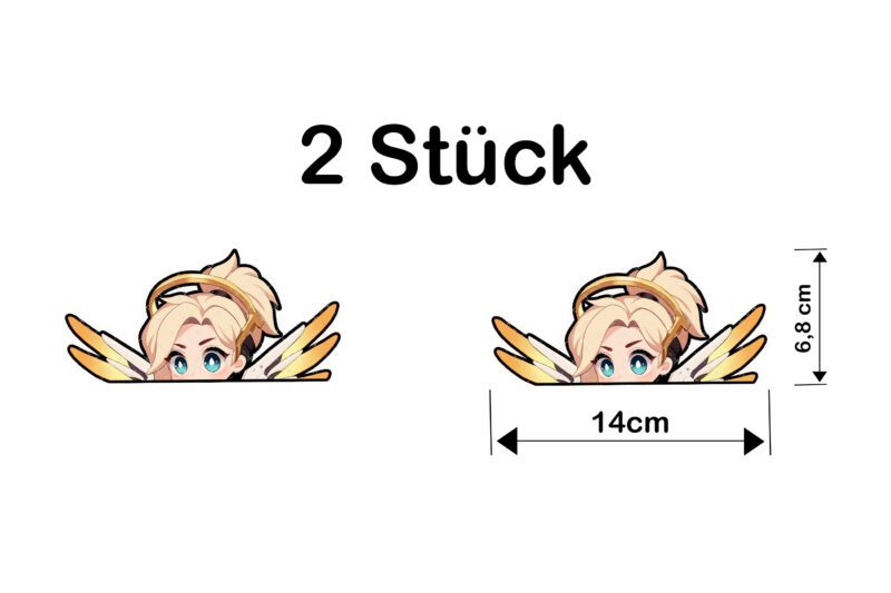 Overwatch Mercy Anime Peeker – Wasserfester Autoaufkleber, UV-beständig - 2 Stück – Bild 4
