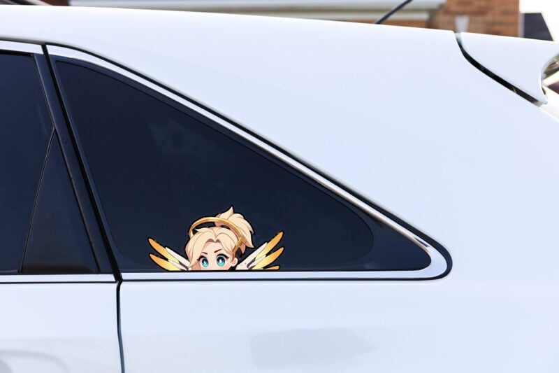 Overwatch Mercy Anime Peeker – Wasserfester Autoaufkleber, UV-beständig - 2 Stück – Bild 3