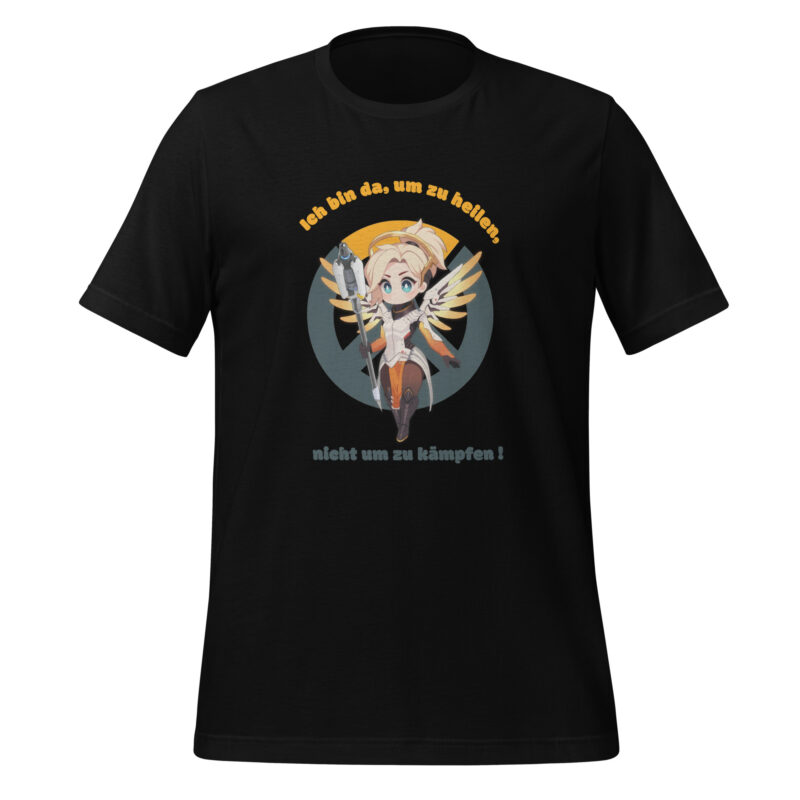 Overwatch Mercy T-Shirt Unisex – Weiß oder Schwarz mit Spruch – Größen S bis XX – Bild 4