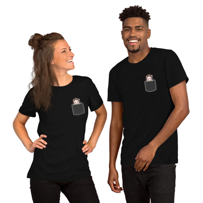 Demon Slayer Nezuko T-Shirt Unisex – Süßes Brusttaschen-Design – Schwarz oder Weiß – Größen S bis XXL
