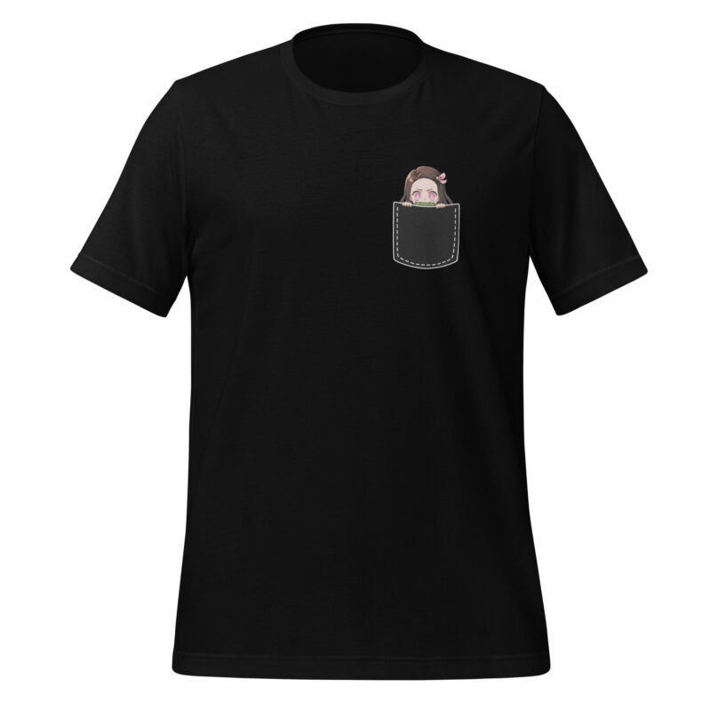 Demon Slayer Nezuko T-Shirt Unisex – Süßes Brusttaschen-Design – Schwarz oder Weiß – Größen S bis XXL – Bild 2