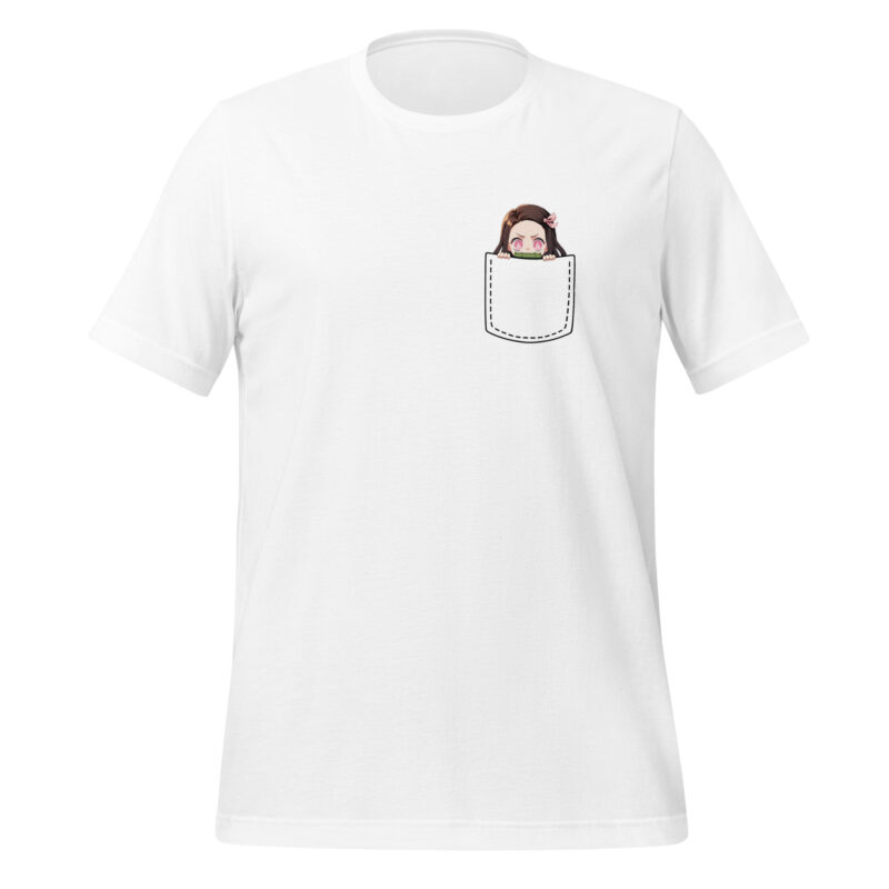 Demon Slayer Nezuko T-Shirt Unisex – Süßes Brusttaschen-Design – Schwarz oder Weiß – Größen S bis XXL – Bild 5