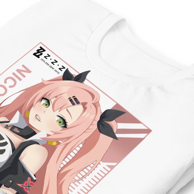 Zenless Zone Zero T-Shirt – Nicole Demara Design – Unisex Baumwollshirt in Weiß-Schwarz – Bild 7