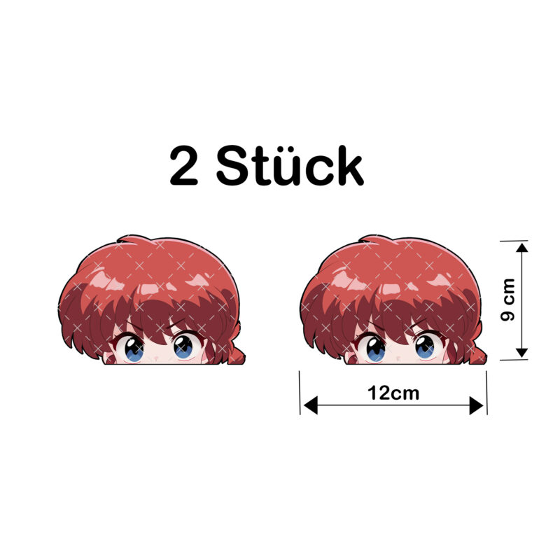 Ranma 1/2 Peeker Sticker – Anime Aufkleber, wasserfest & UV-beständig, 12 × 9 cm, 2 Stück – Bild 3