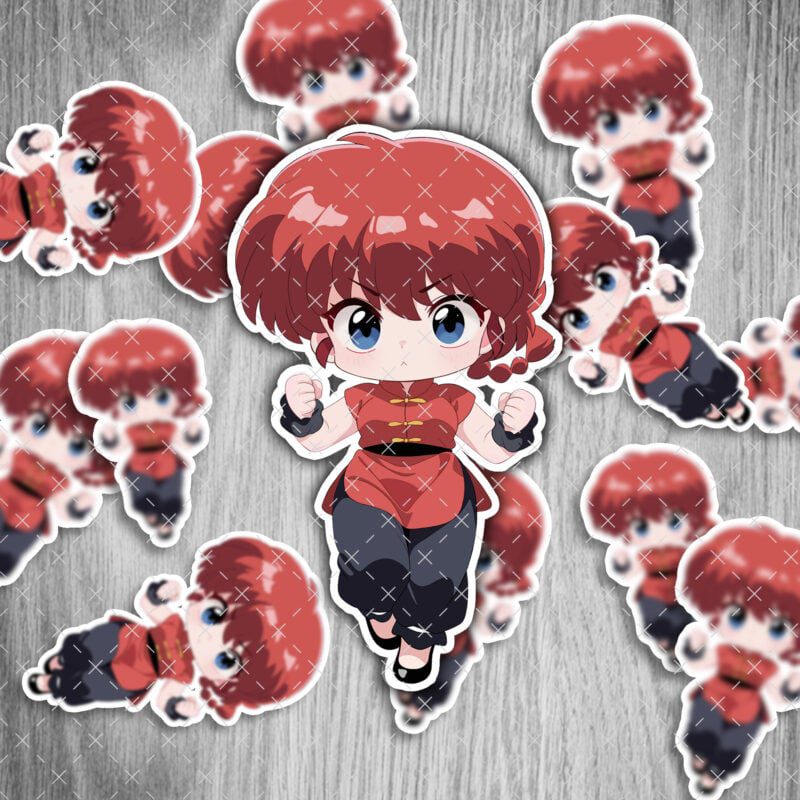 Ranma 1/2 Sticker – Anime Aufkleber mit Ranma oder Shampoo, wasserfest & UV-beständig, 6 cm, 2 Stück