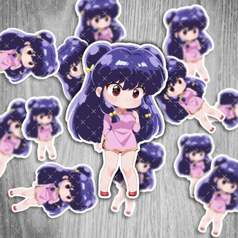 Ranma 1/2 Sticker – Anime Aufkleber mit Ranma oder Shampoo, wasserfest & UV-beständig, 6 cm, 2 Stück – Bild 2
