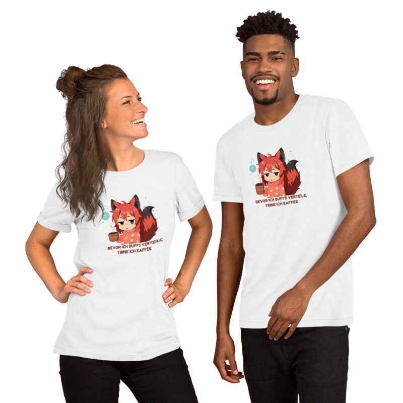 Witziges Gaming T-Shirt mit Kitsune Chibi Design – Kaffee Spruch für Nerds & Zocker – Unisex Shirt von Kitsukami – Bild 5