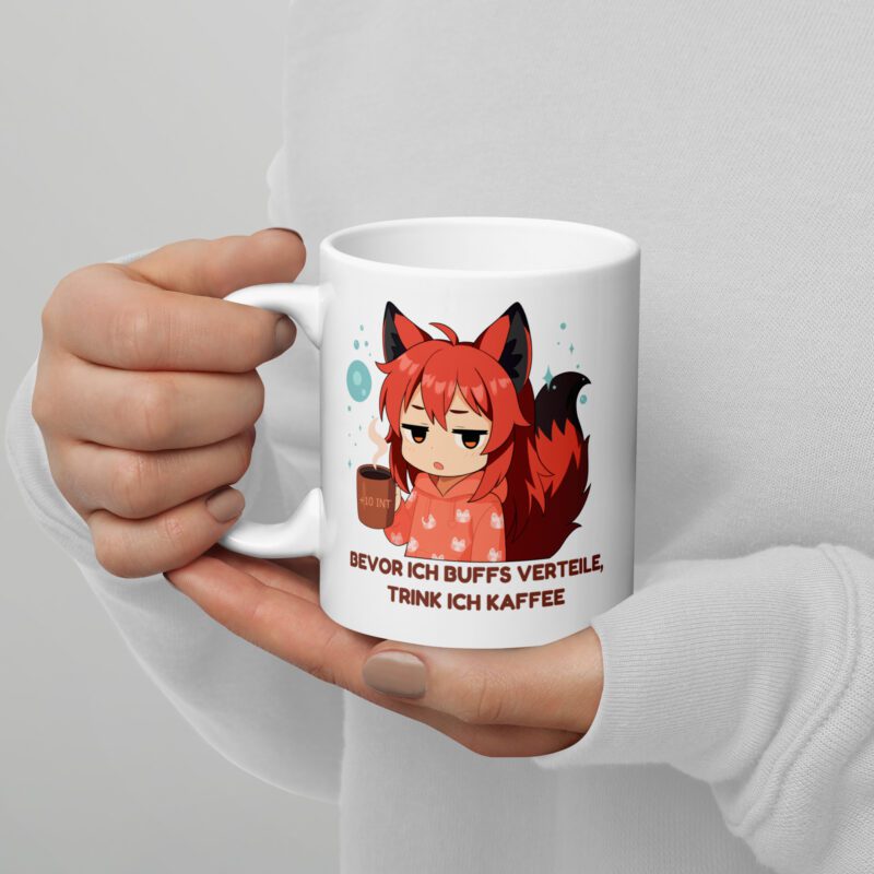Lustige Gaming Tasse mit Anime Fuchs Kitsumi Motiv – Weiß, 330 ml, Mikrowellen- & Spülmaschinenfest - Design von Kitsukami – Bild 4